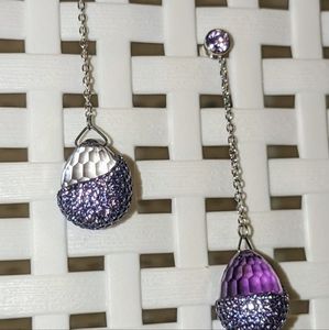 BRAND NEW Swarovski Crystal Long-Drop Purple Pear-Shaped Earrings
